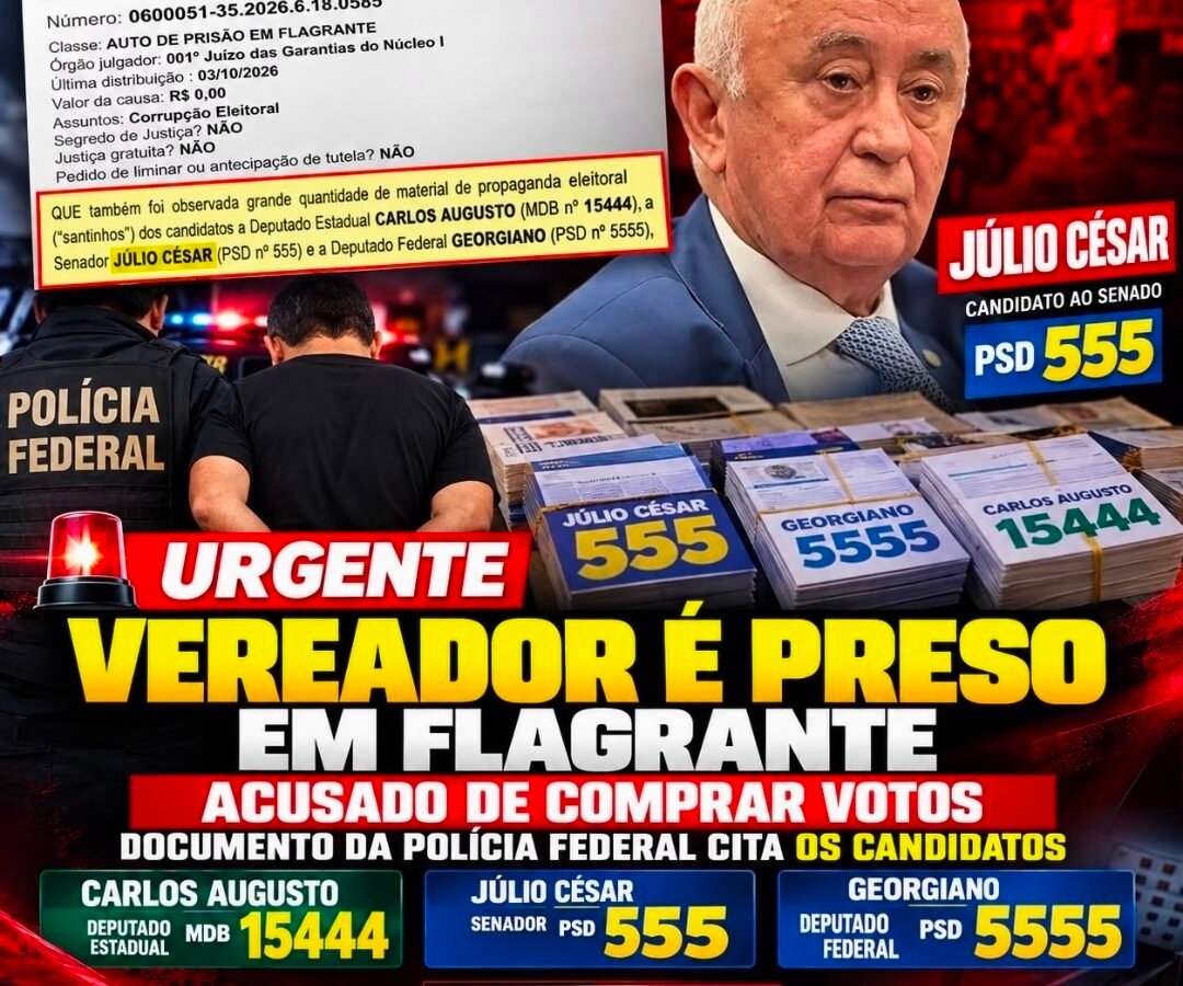 Vereador de Teresina é preso com R$ 43,7 mil e santinhos de Júlio César, Georgiano e Carlos Augusto