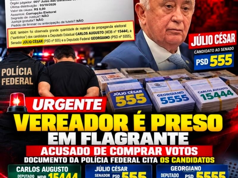 Vereador de Teresina é preso com R$ 43,7 mil e santinhos de Júlio César, Georgiano e Carlos Augusto